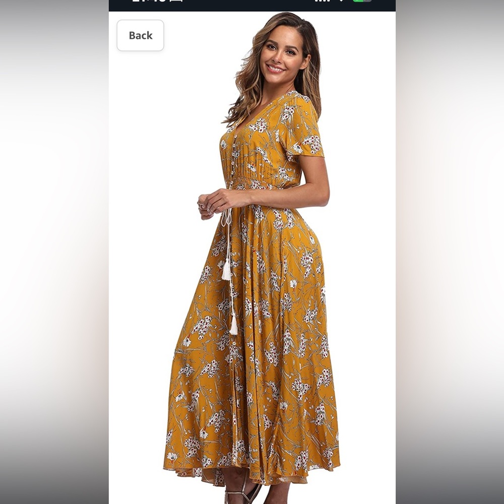 Yellow Floral Maxi Dress- XXLarge